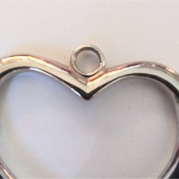 Heart Charm Stainless Steel BIG Over 2 Inches Silver Tone Necklace Choke… - Picture 6 of 8